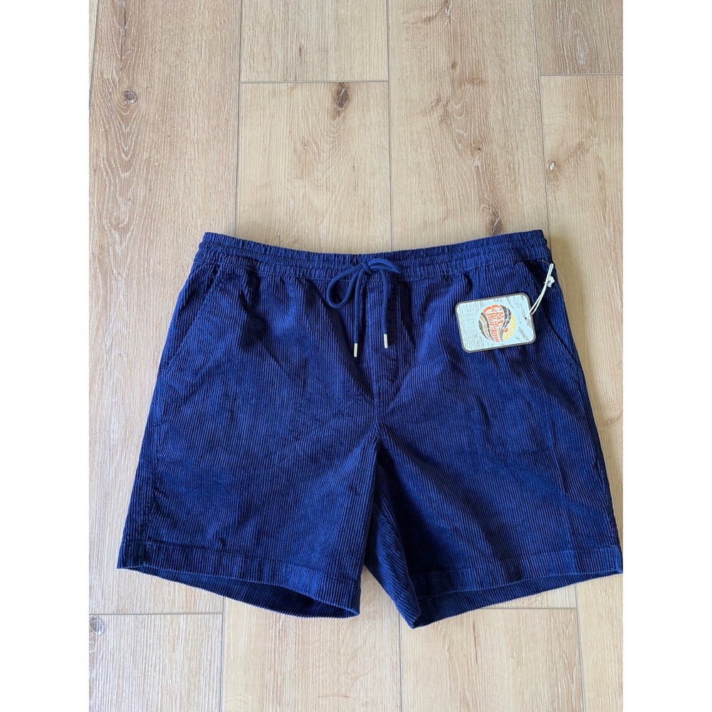 C&C California Mens Corduroy Shorts Navy Blue Elastic Waist Drawstring XL NEW